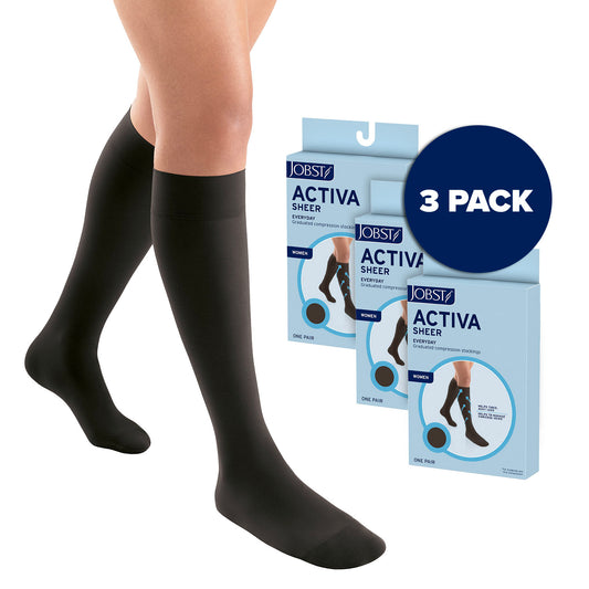 Jobst ACTIVA Sheer Compression Knee High Stockings 15-20 mmHg 3-Pack - Jobst ACTIVA Sheer Compression Knee High Stockings 15-20 mmHg 3-Pack