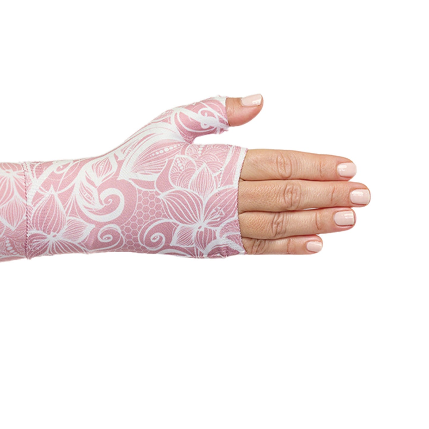 Juzo Soft 2002 Signature Collection Print Gauntlet with Pink and White design