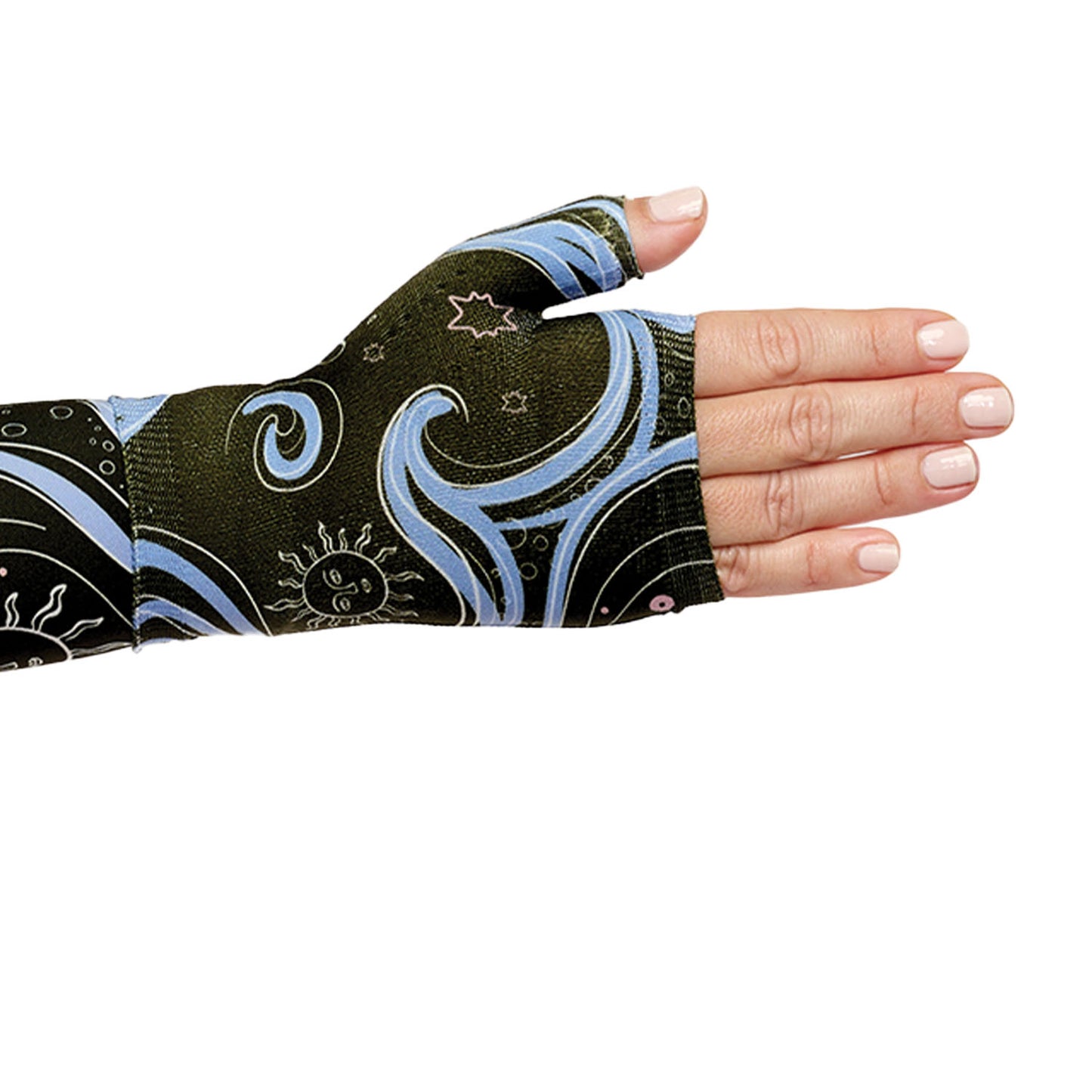Juzo Soft 2002 Signature Collection Print Gauntlet Blue Swirl Design