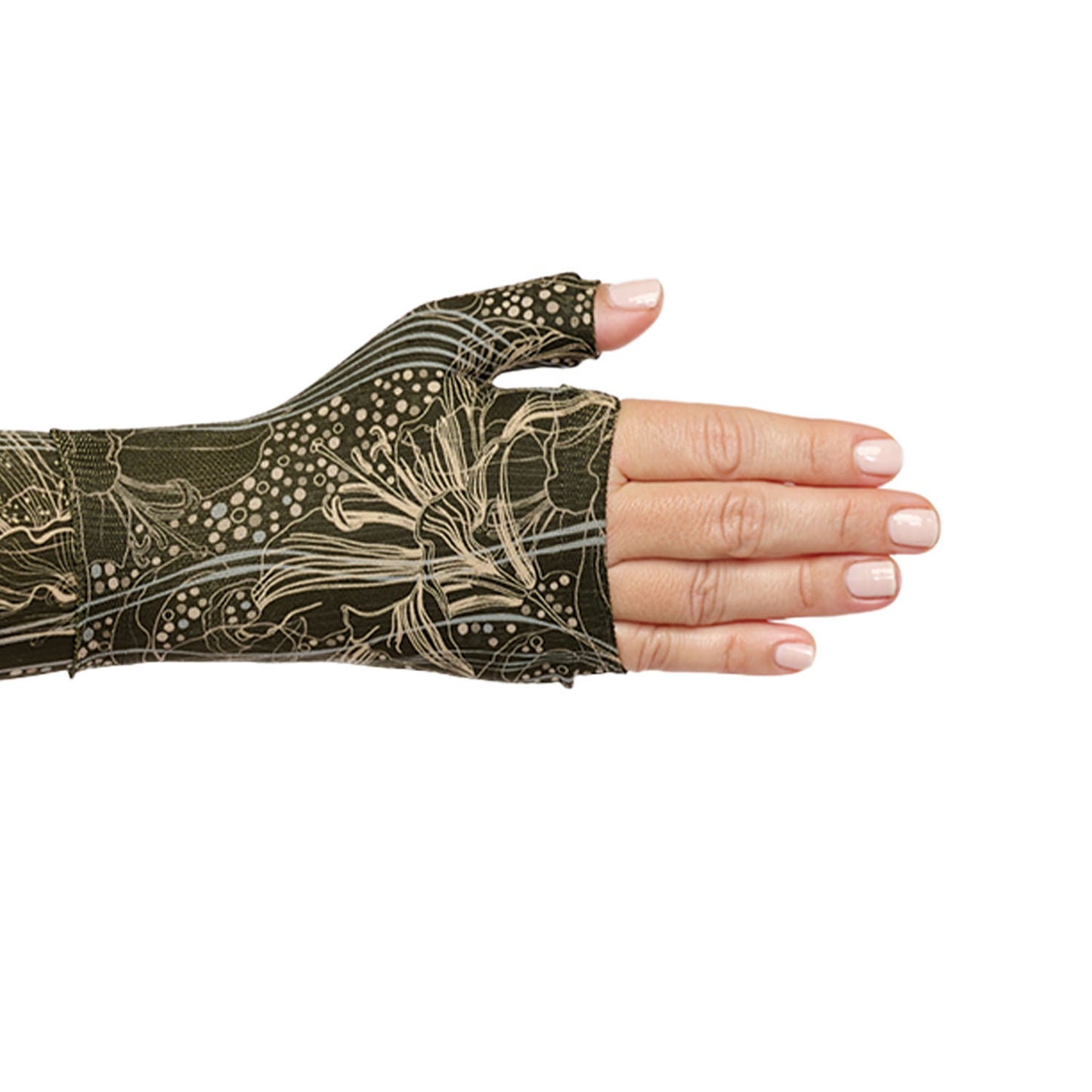Juzo Soft 2002 Signature Collection Print Gauntlet Tan and Black Flower Design