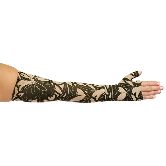 Juzo Soft 2000 Signature Collection Print Arm Sleeve 15-20 mmHg - Juzo Soft 2002 Signature Collection Print Arm Sleeve with black and tan floral design