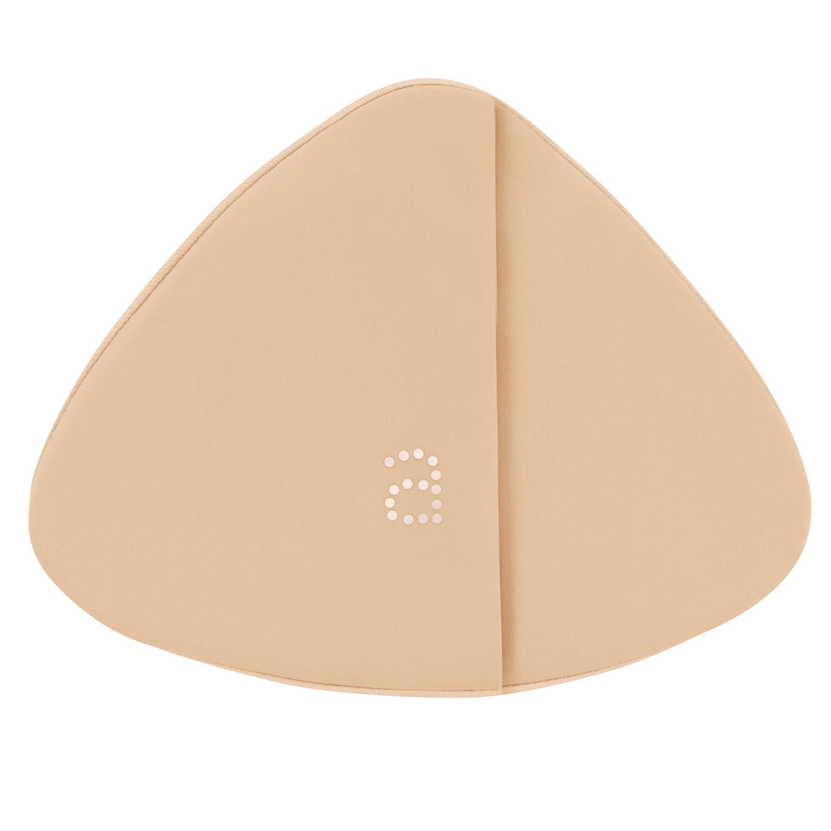 Beige triangular breast form on a white background