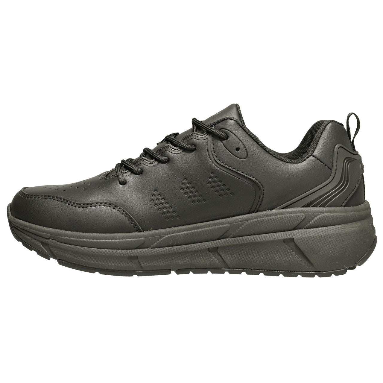 Propet Men's Ultra Leather Sneaker Black Sneaker with laces Side view