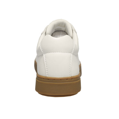 Propet Koda Men's Platform Sneaker White sneaker with brown sole on a white background