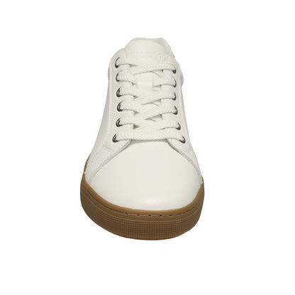 Propet Koda Men's Platform Sneaker White sneaker with brown sole on a white background