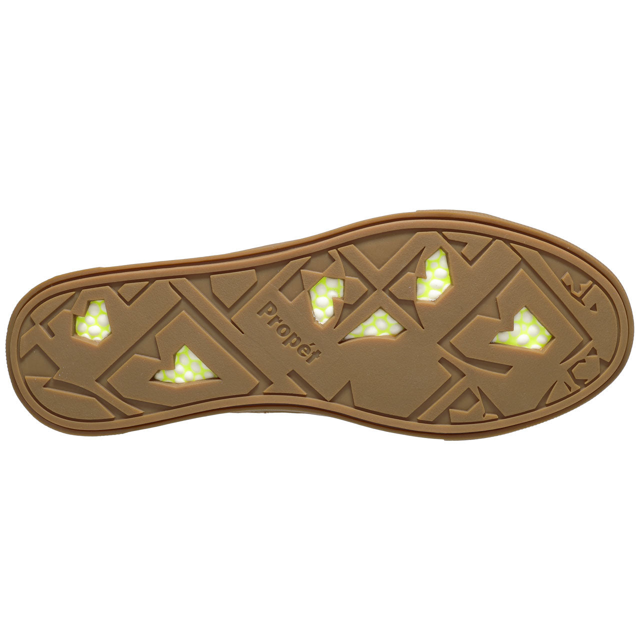 Propet Koda Men's Platform Sneaker White sneaker with brown sole on a white background