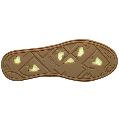 Propet Koda Men's Platform Sneaker White sneaker with brown sole on a white background