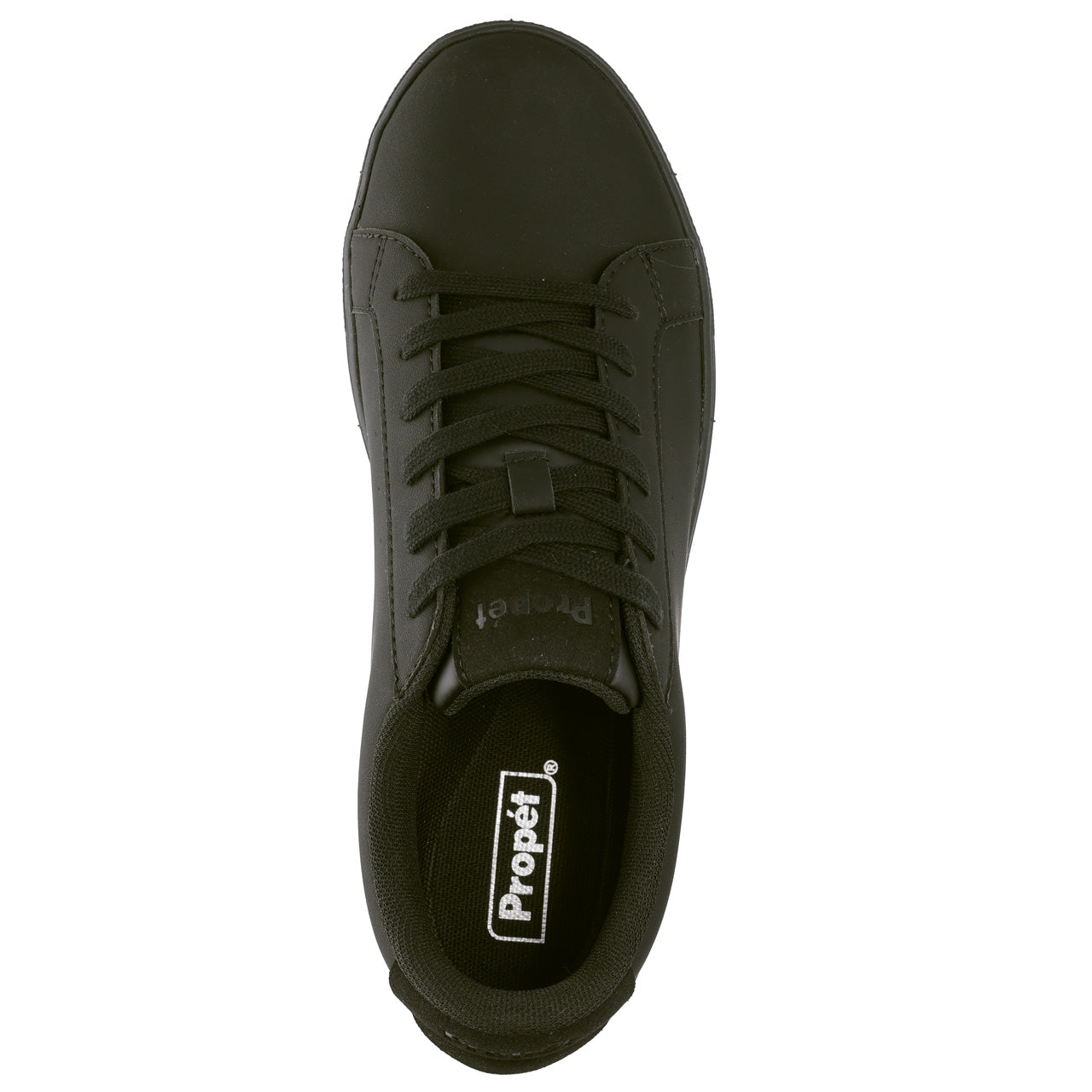 Propet Men's Chad Sneaker Black Lace Up Sneaker Top view with laces