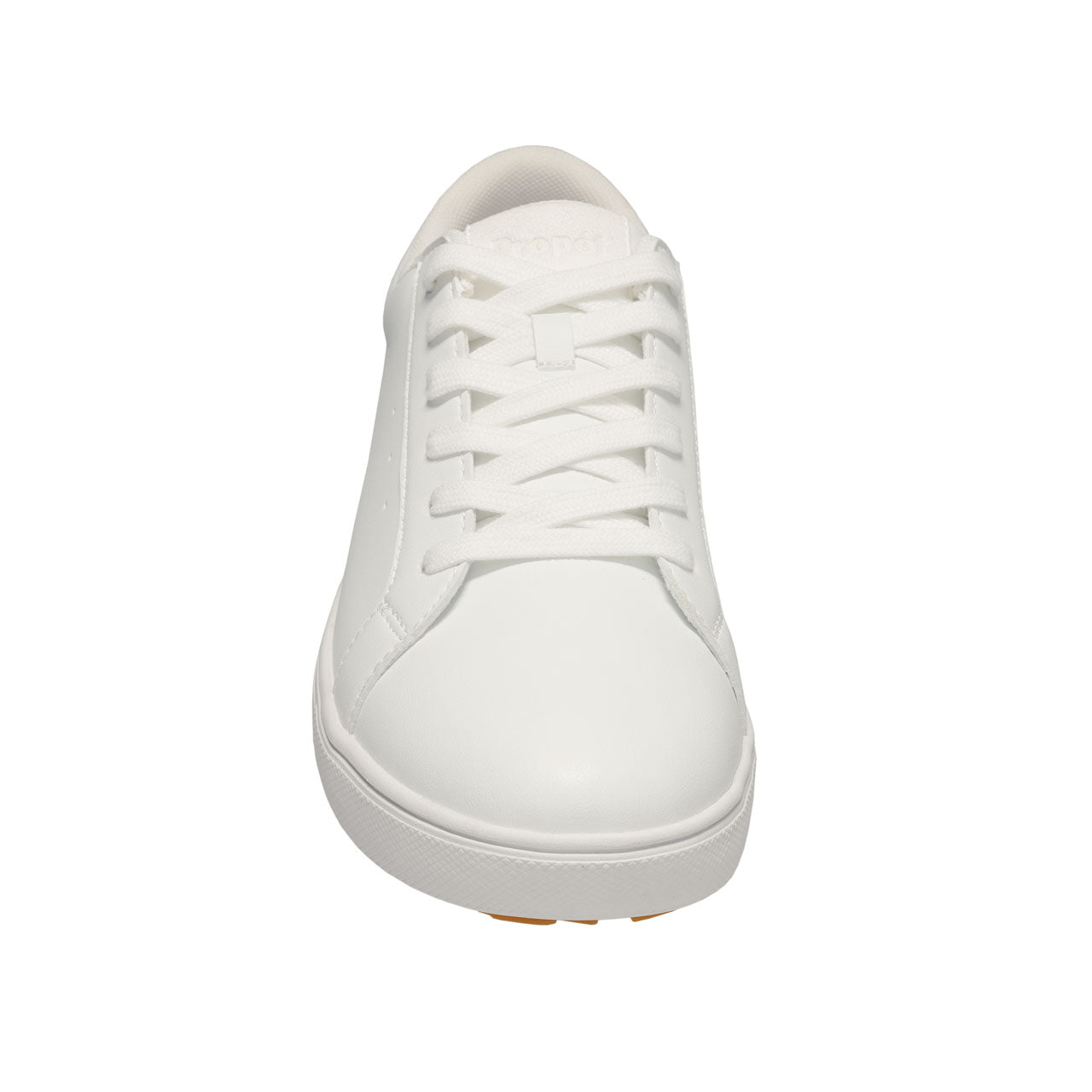 Propet Men's Chad Sneaker White Lace Up Sneaker Front view with laces