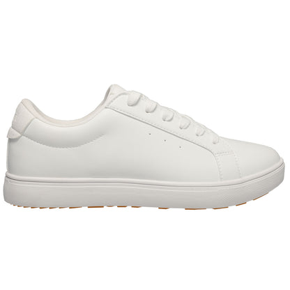 Propet Men's Chad Sneaker White Lace Up Sneaker Back View with Propet Logo
