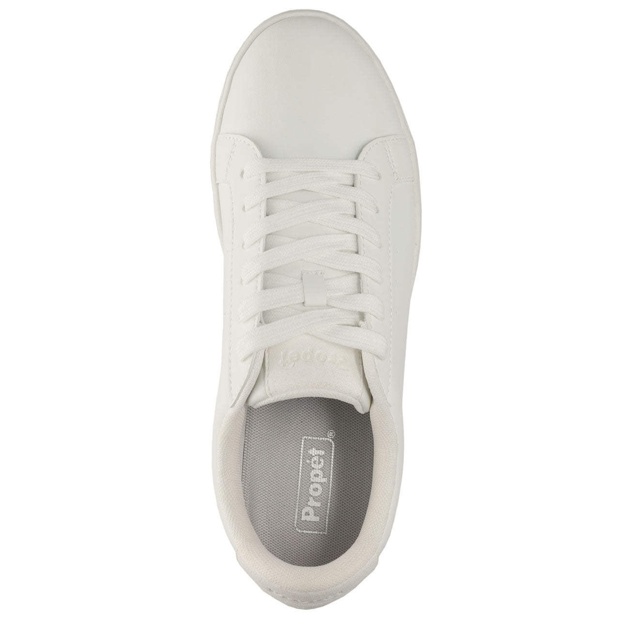 Propet Men's Chad Sneaker White Lace Up Sneaker Top View with Propet Logo