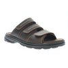 Partial outer side view of the Men's Hatcher Slide Sandal in Brown