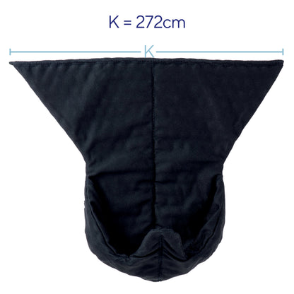 A black pad shown flat against a white background, with a blue measurement line across the top indicating width K = 272cm.