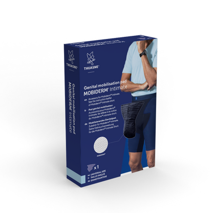 A boxed product labeled 'Safeway' and 'Calf compression stockings' shown upright on a plain white background. The package is predominantly dark blue with a photo of a person wearing dark compression stockings.