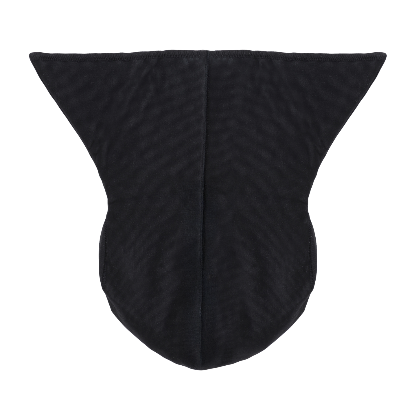 A black quilted pad with a central seam, photographed flat against a solid white background.