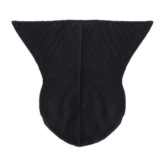 Thuasne Mobiderm Intimate Genital Pad Men - A black quilted pad with a central seam, photographed flat against a solid white background.