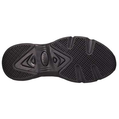 A black rubber shoe sole shown from a top-down view against a plain white background.