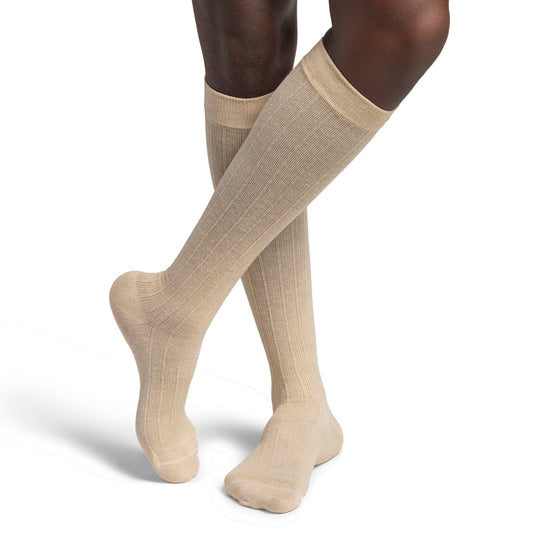 Sigvaris 252 Men's Style Linen Knee High Socks 20-30 mmHg - Sigvaris Linen Compression sock in color sandstone