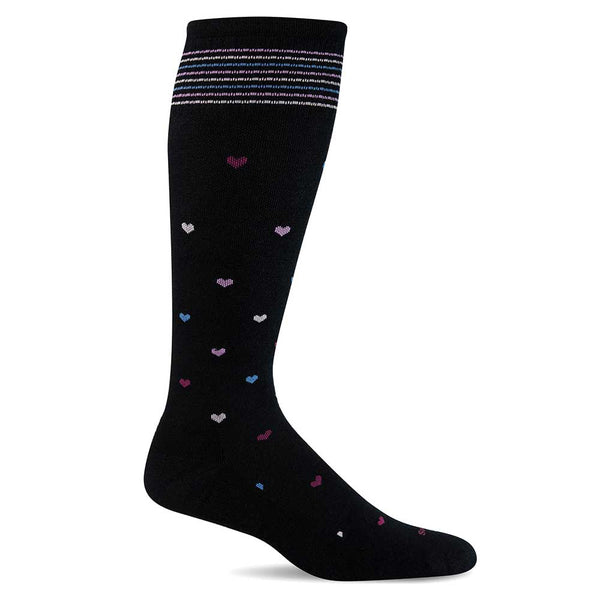 SockWell Women's Full Heart Wide Socks  - 15-20 mmHg Black