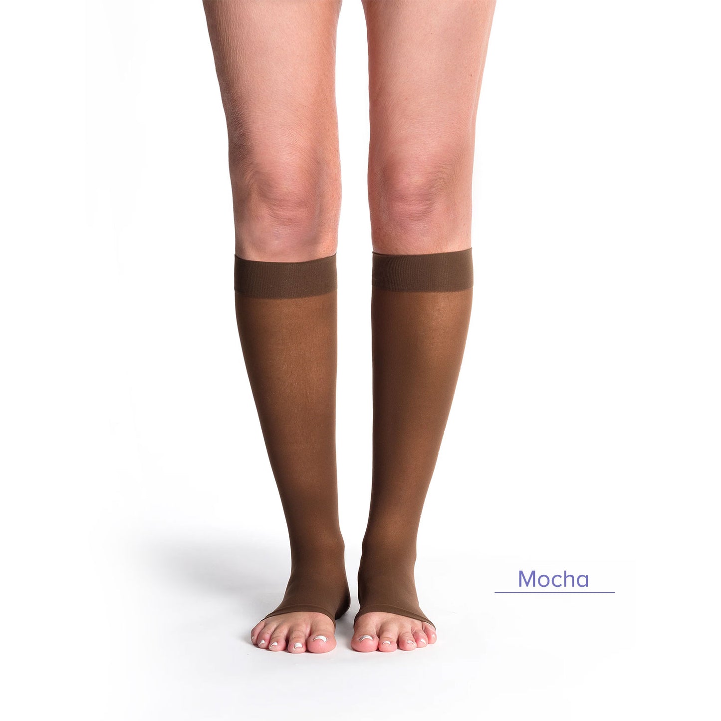 Sigvaris Style 782 Women's Sheer Open Toe Knee Highs 20-30 mmHg Mocha