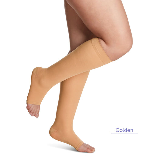 Sigvaris Style 782 Women's Sheer Open Toe Knee Highs 20-30 mmHg - Sigvaris Style 782 Women's Sheer Open Toe Knee Highs 20-30 mmHg Golden