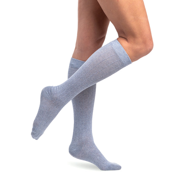 Sigvaris 252 Women's Style Linen Knee High Socks - 20-30 mmHg Denim
