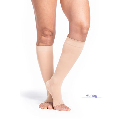 Sigvaris Style 782 Women's Sheer Open Toe Knee Highs 20-30 mmHg Honey