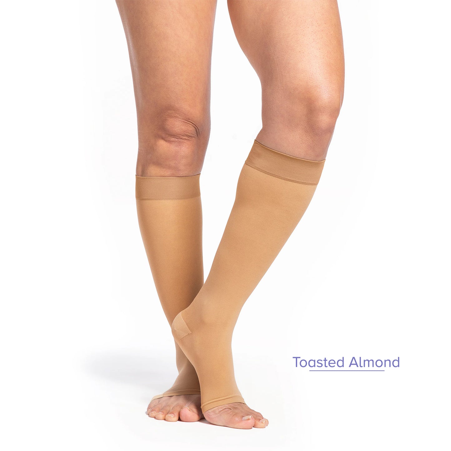 Sigvaris Style 782 Women's Sheer Open Toe Knee Highs 20-30 mmHg Toasted Almond