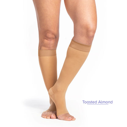 Sigvaris Style 782 Women's Sheer Open Toe Knee Highs 20-30 mmHg Toasted Almond