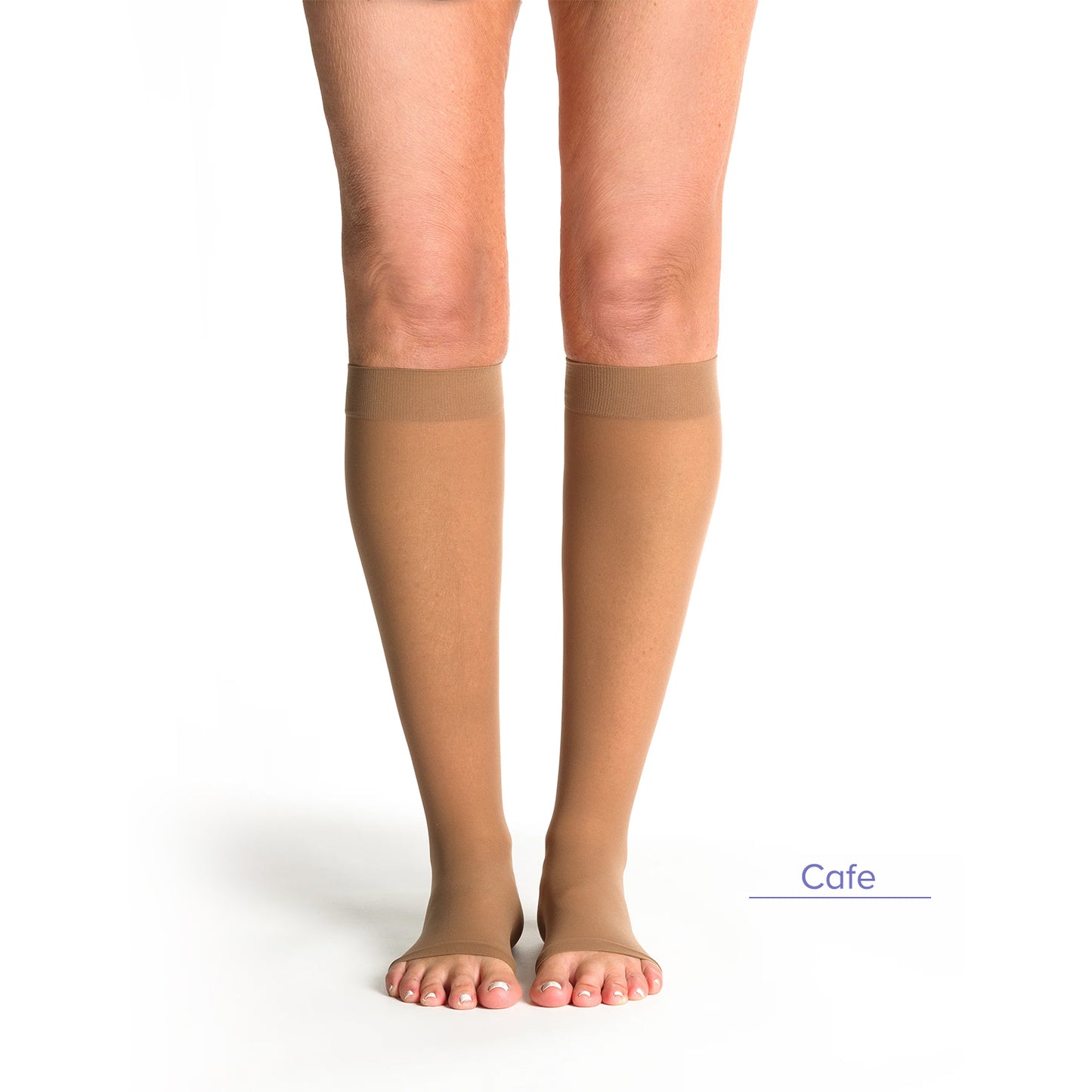 Sigvaris Style 782 Women's Sheer Open Toe Knee Highs 20-30 mmHg Cafe