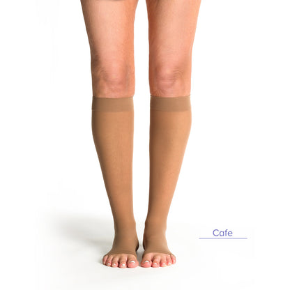Sigvaris Style 782 Women's Sheer Open Toe Knee Highs 20-30 mmHg Cafe