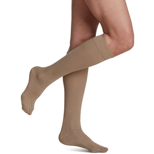 Sigvaris Well Being 146 Women's Casual Cotton Knee High Socks 15-20 mmHg - Sigvaris Style 146 Casual Cotton Compression Sock 15-20 mmHg Khaki