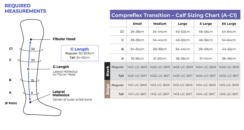 Compreflex Sizing Chart Sigvaris Medically Complex Edema Compreflex Standard Calf and Foot - 20 ...