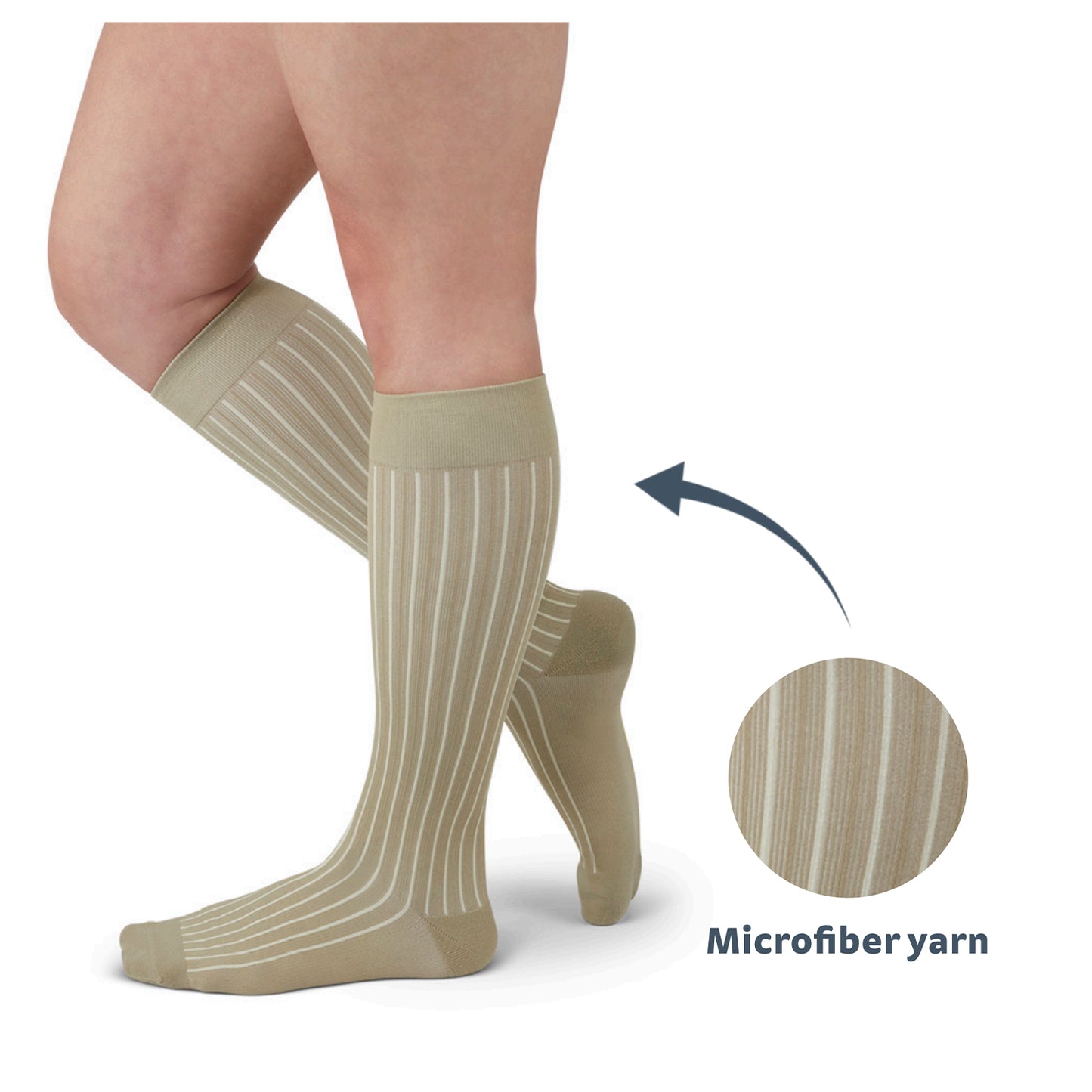 Duomed Soft Stripe Compression Knee High Sock 15-20 mmHg