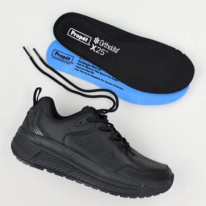 Propet Women's Ultra Leather Sneaker Black with laces
