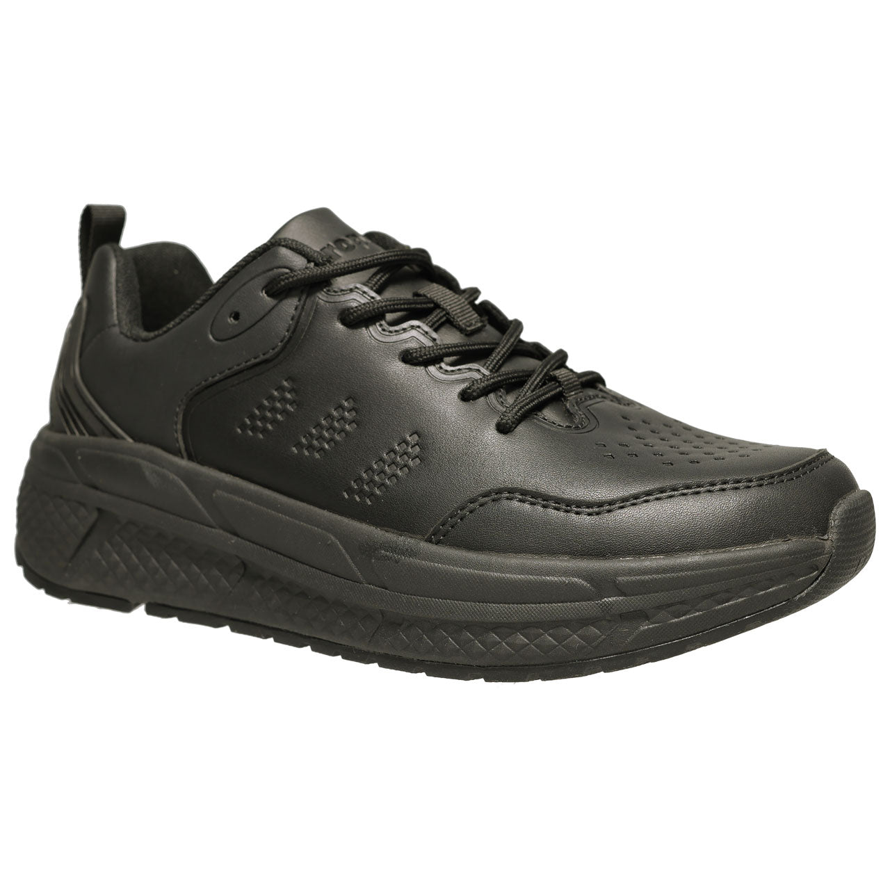 Propet Women's Ultra Leather Sneaker Black with laces