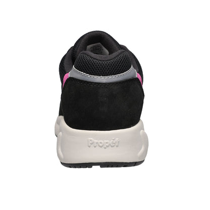 Propet Women's Stability Fusion Walking Shoe Black athletic shoe with pink accents 
