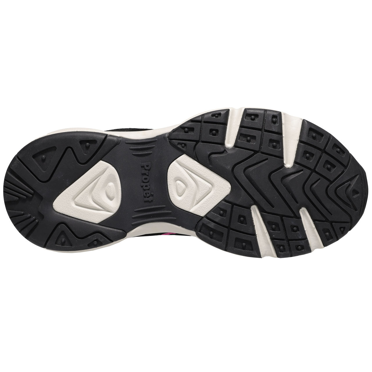 Propet Women's Stability Fusion Walking Shoe Black athletic shoe with pink accents 