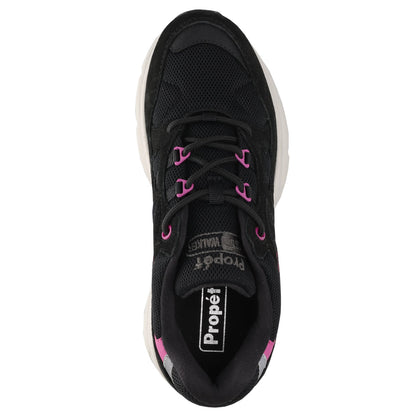 Propet Women's Stability Fusion Walking Shoe Black athletic shoe with pink accents 