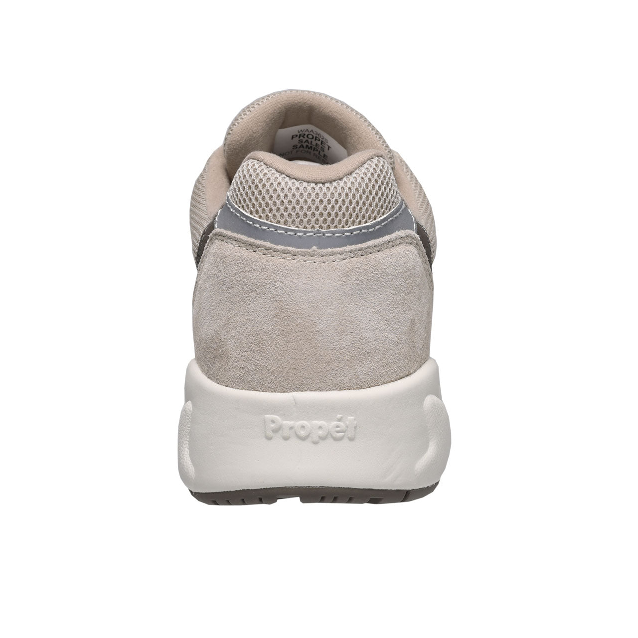 Propet Women's Stability Fusion Walking Shoe Beige athletic shoe with dark grey accents