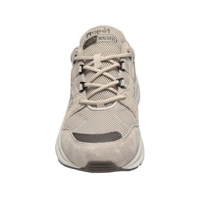 Propet Women's Stability Fusion Walking Shoe Beige athletic shoe with dark grey accents