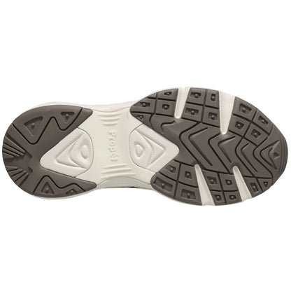 Propet Women's Stability Fusion Walking Shoe Beige athletic shoe with dark grey accents