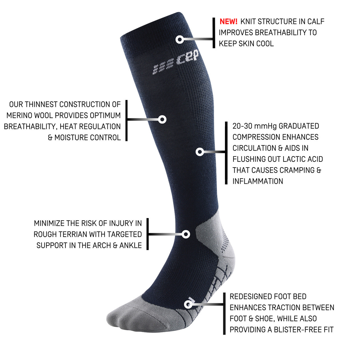 CEP Men's Hiking Light Merino Tall Socks