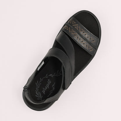 Propet Women's Garnet Leather Sandal Black
