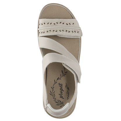 Propet Women's Garnet Leather Sandal Bone White