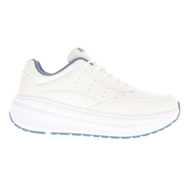 Outside side view of the Women's Ultima Athletic Shoes in White/Denim
