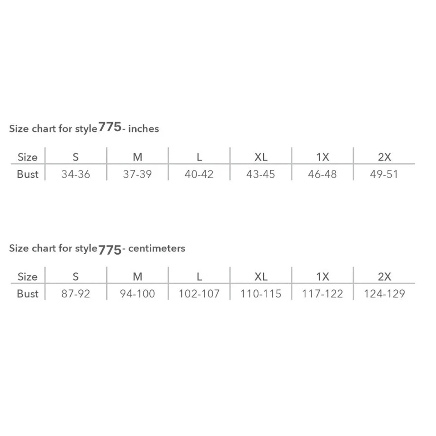 Wear Ease 775 Best Bra Size Chart