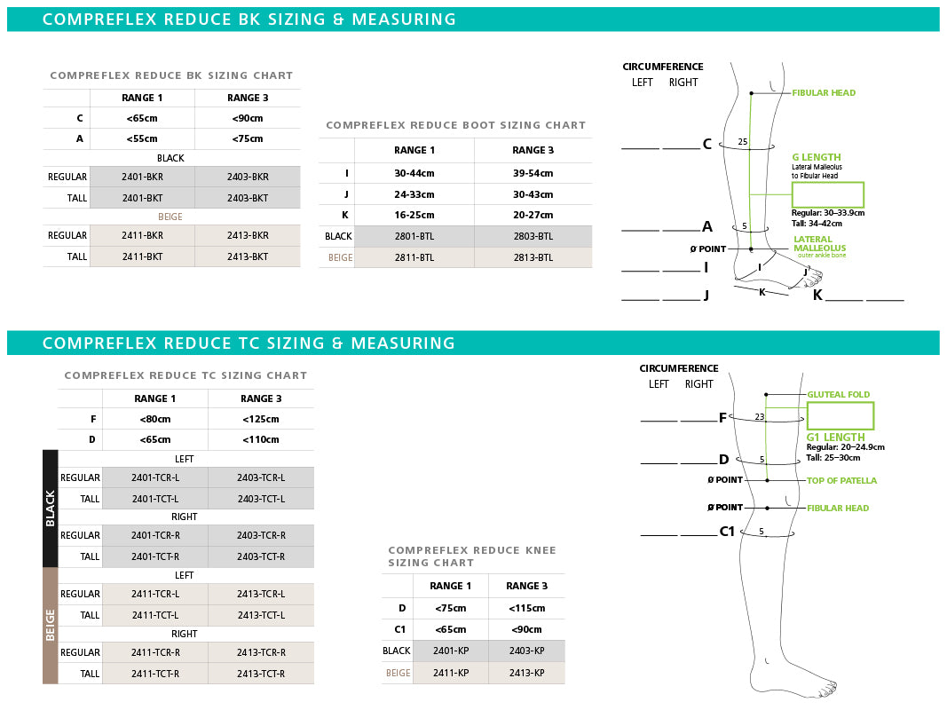 Compreflex Sizing Chart Sigvaris Compreflex Reduce Below Knee | Ames Walker