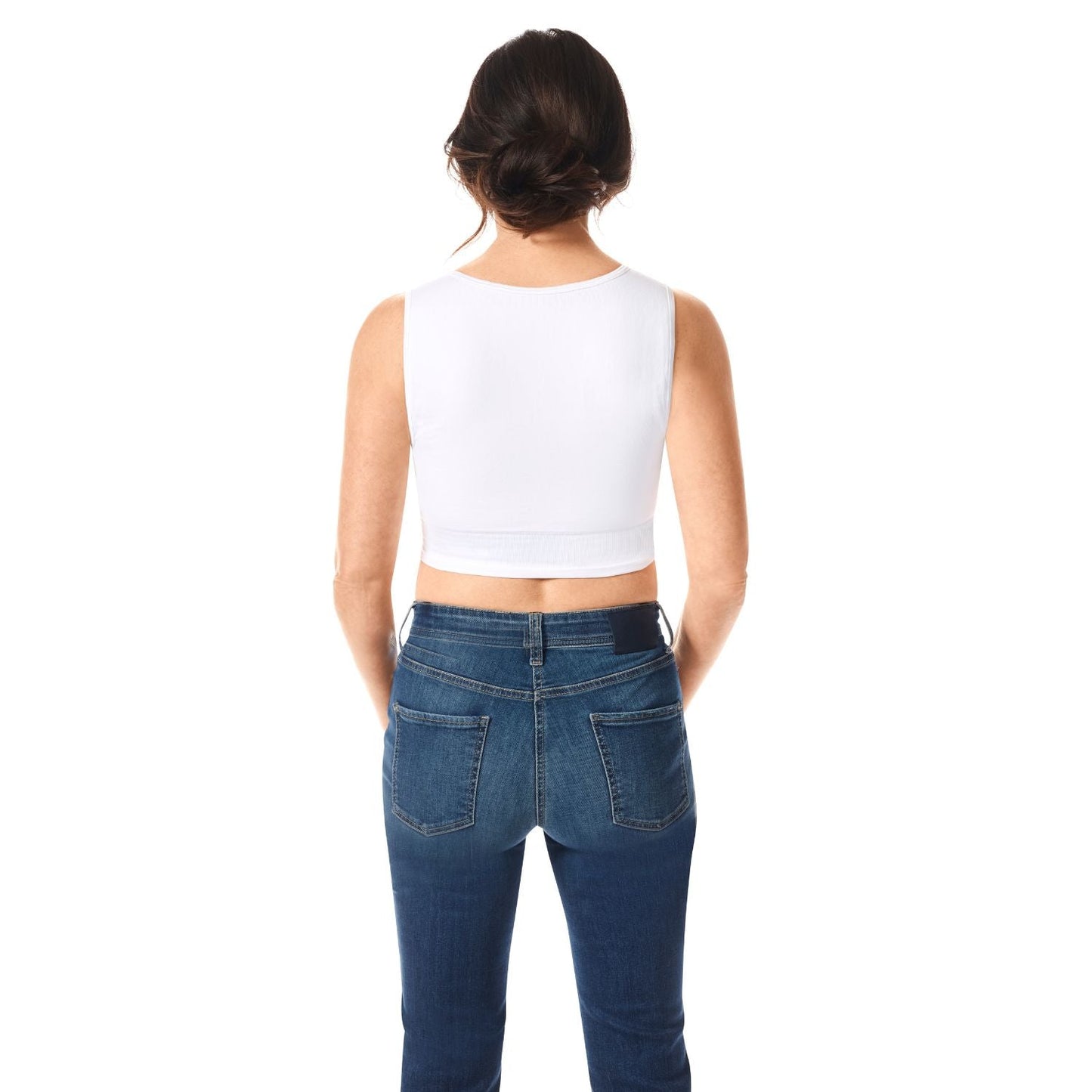 Lymph Flow Long Wire Free Front Closure Bra - White back
