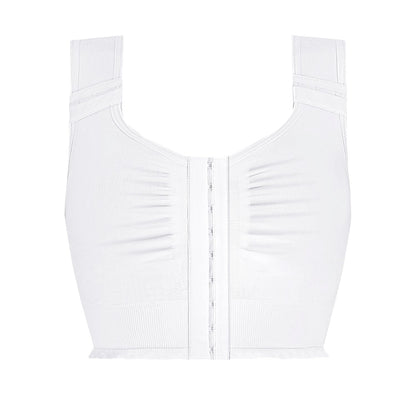 Lymph Flow Long Wire Free Front Closure Bra - White front
